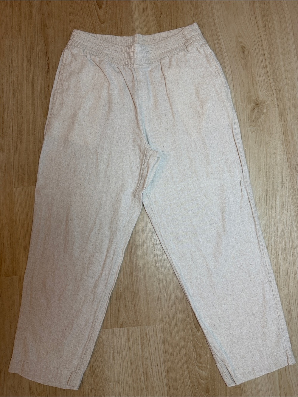 Old Navy Linen Light Beige Relaxed Jogger Pants